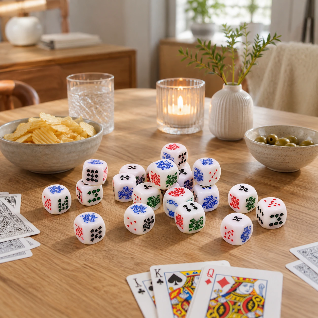 Pokertärningar i akryl för kortspel, 10-pack