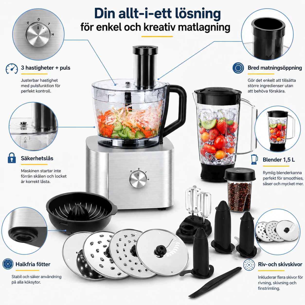 Monitoimikone blenderillä ja 3 nopeudella 11 yhdessä