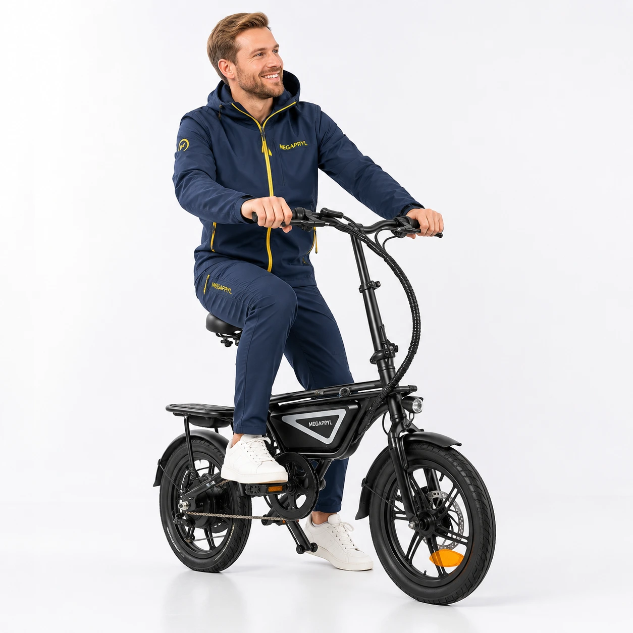 Elcykel 14 Tum med App och Stötdämpare Premium Vikbar