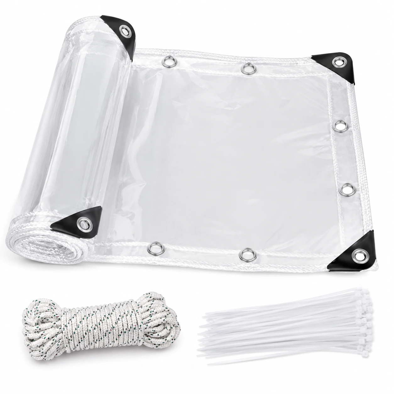 Transparent PVC-Presenning med Öljetter