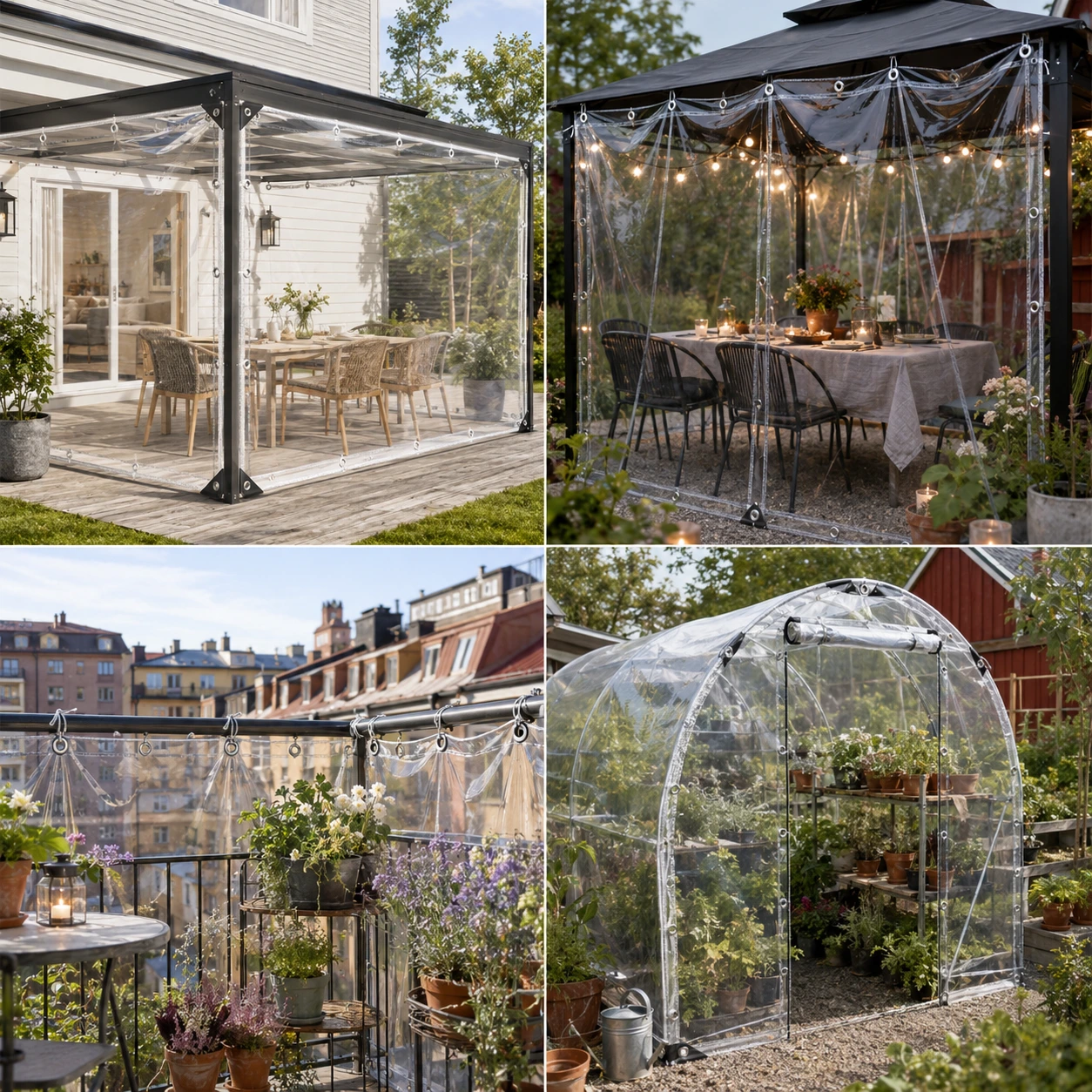 Transparent PVC-Presenning med Öljetter
