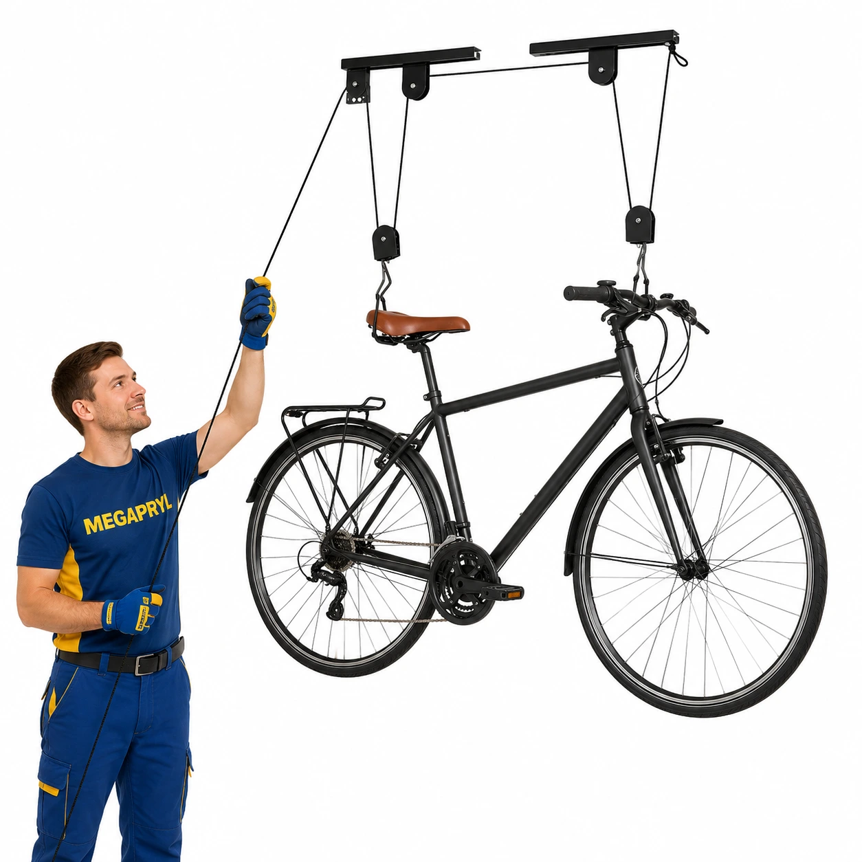 Cykellyft för Tak 60 kg med Vajer och Hållare