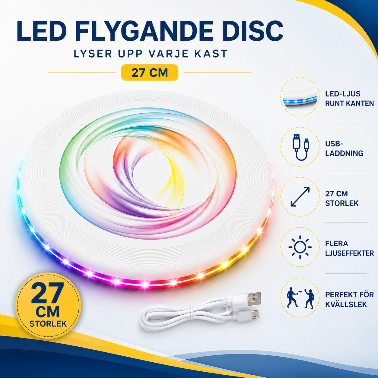 Flygande Disc med LED-ljus USB-laddning