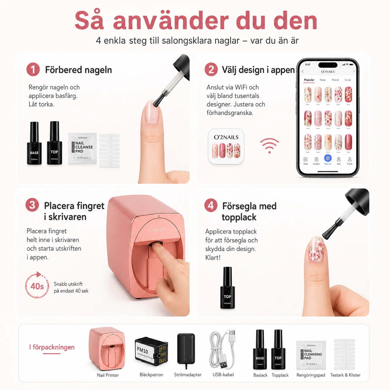 Smart nagelskrivare 3D bärbar med WiFi och DIY-funktion