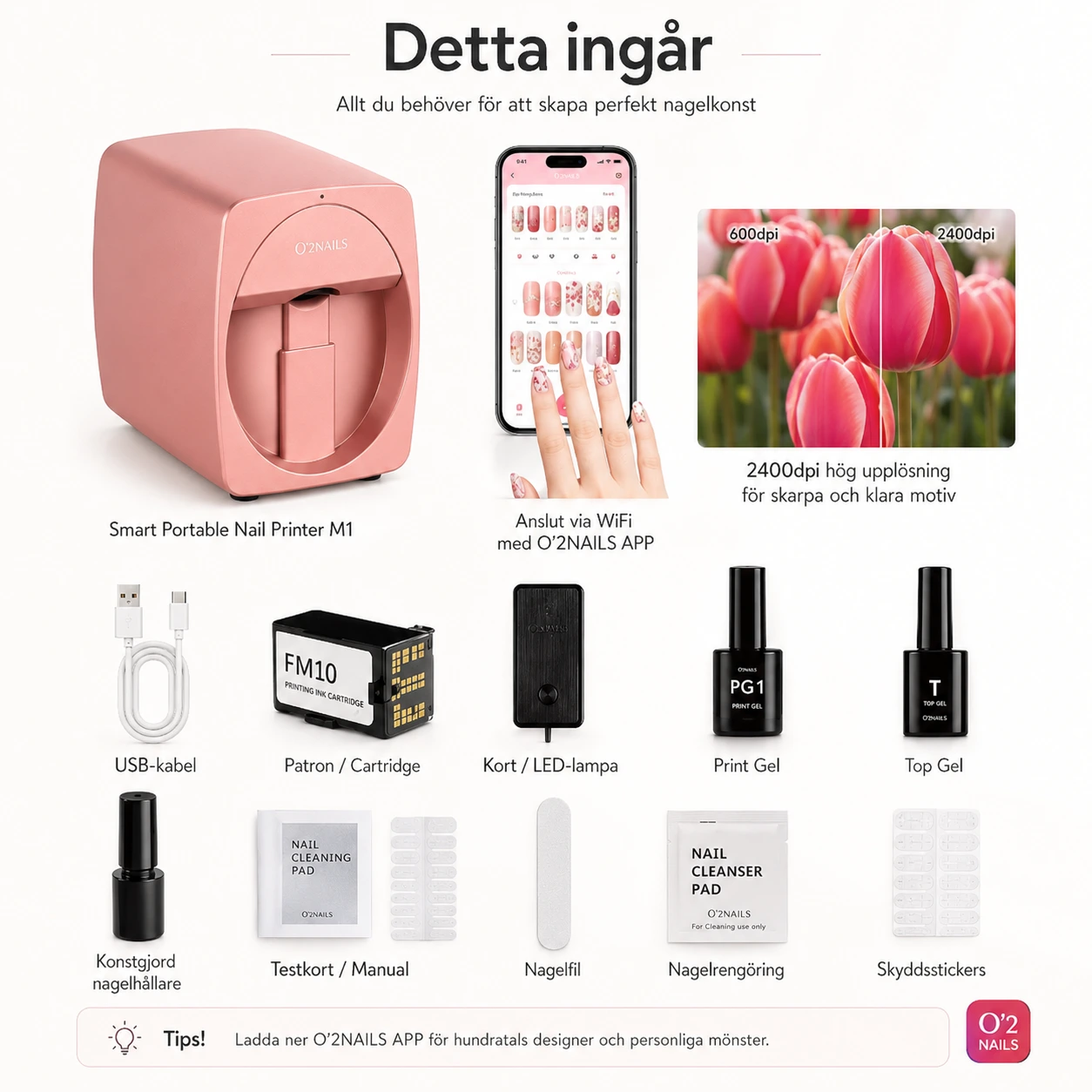 Smart nagelskrivare 3D bärbar med WiFi och DIY-funktion
