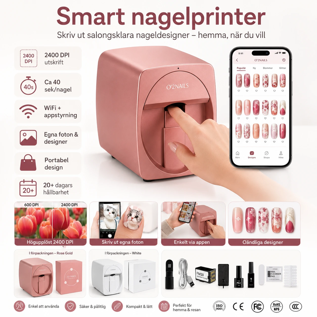 Smart nagelskrivare 3D bärbar med WiFi och DIY-funktion