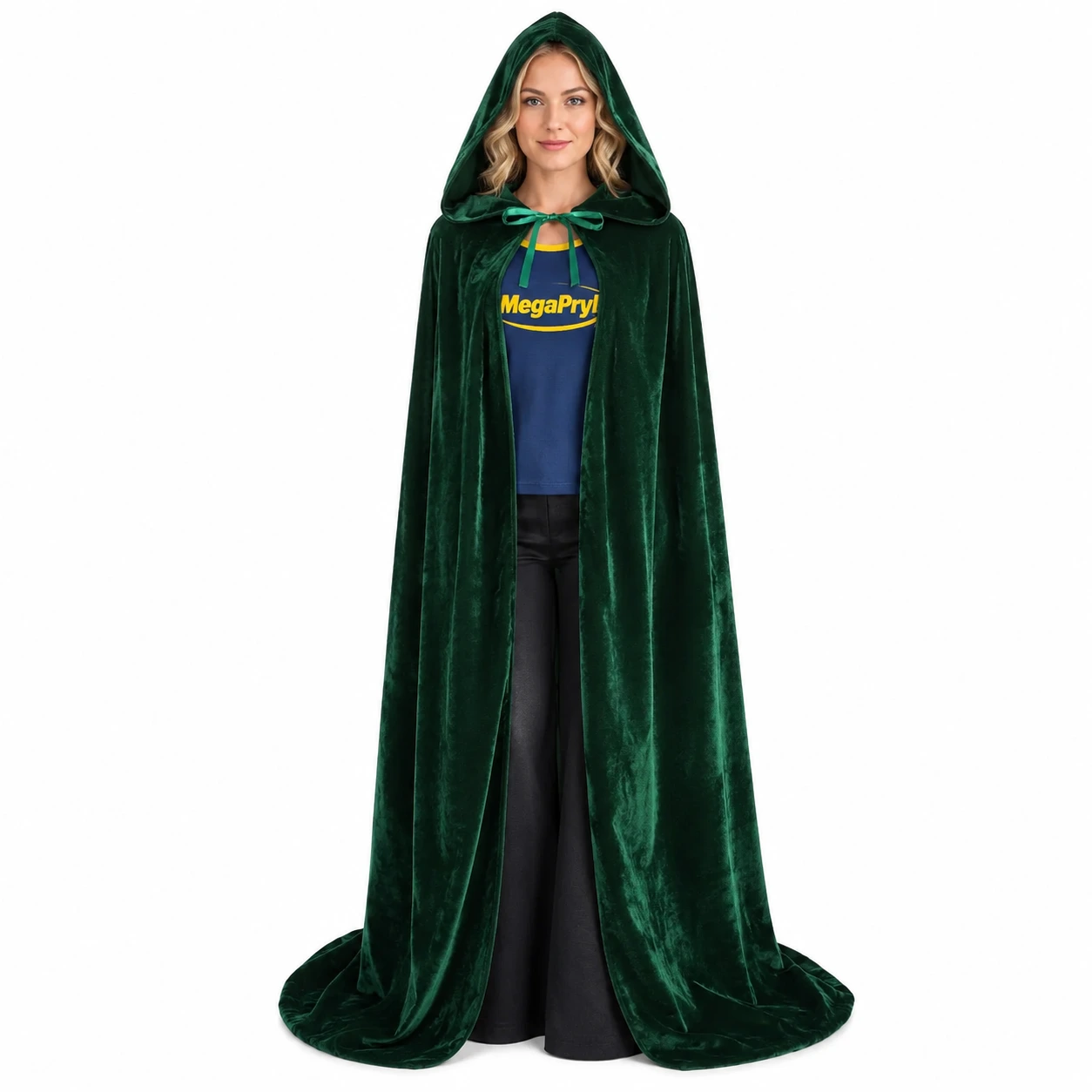 Huvudförsedd sammetskappa för maskerad och cosplay