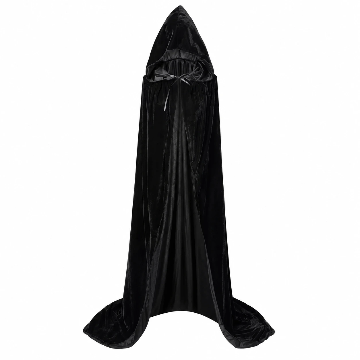 Huvudförsedd sammetskappa för maskerad och cosplay