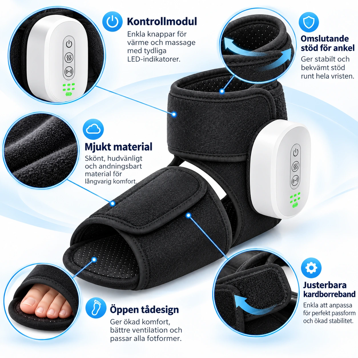 Fotmassagerare för fot och ankel med värme