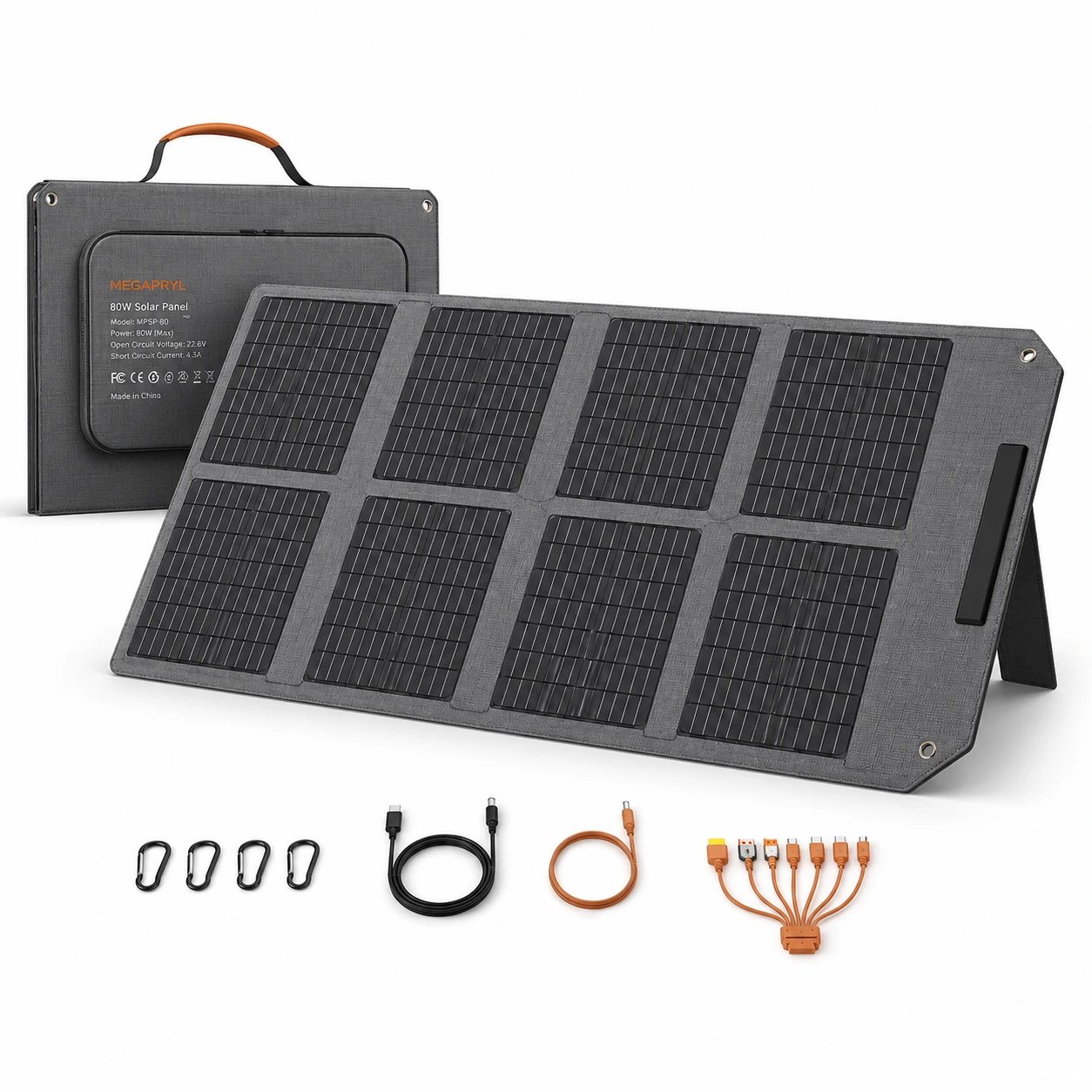 Solpanel 80W Hopfällbar med USB-C och DC-Portar