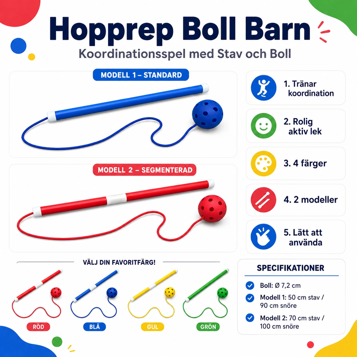Sportpinne Hoppboll Balansträning Barn