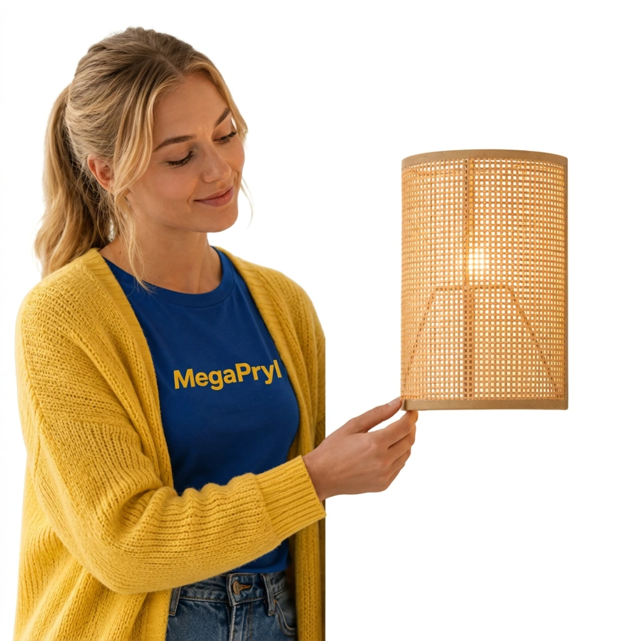 Vägglampa för inomhusbruk med E27-fäste och naturfärgad skärm