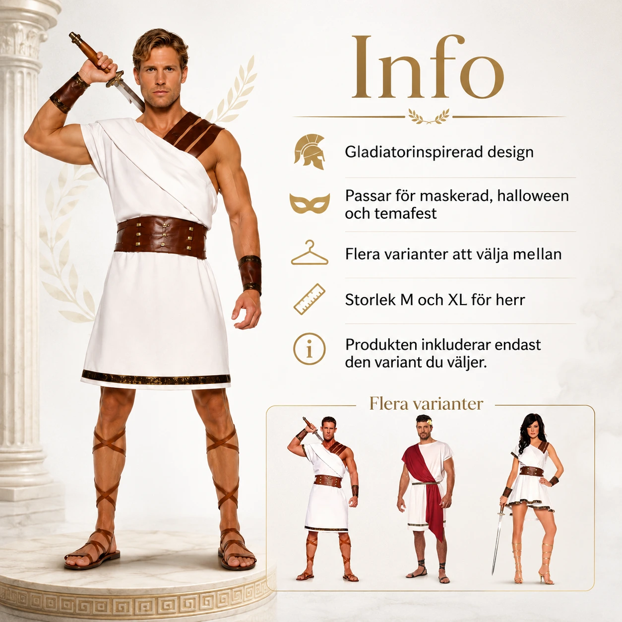 Gladiatordräkt för maskerad och cosplay