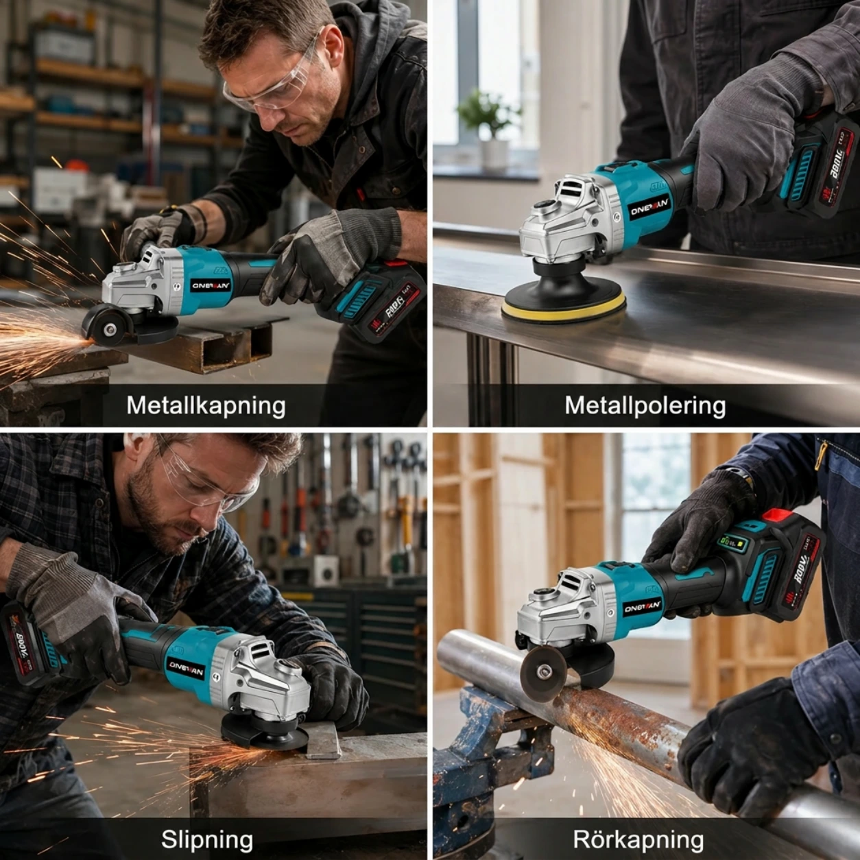 Vinkelslip Batteridriven 125 mm – 6 Hastigheter