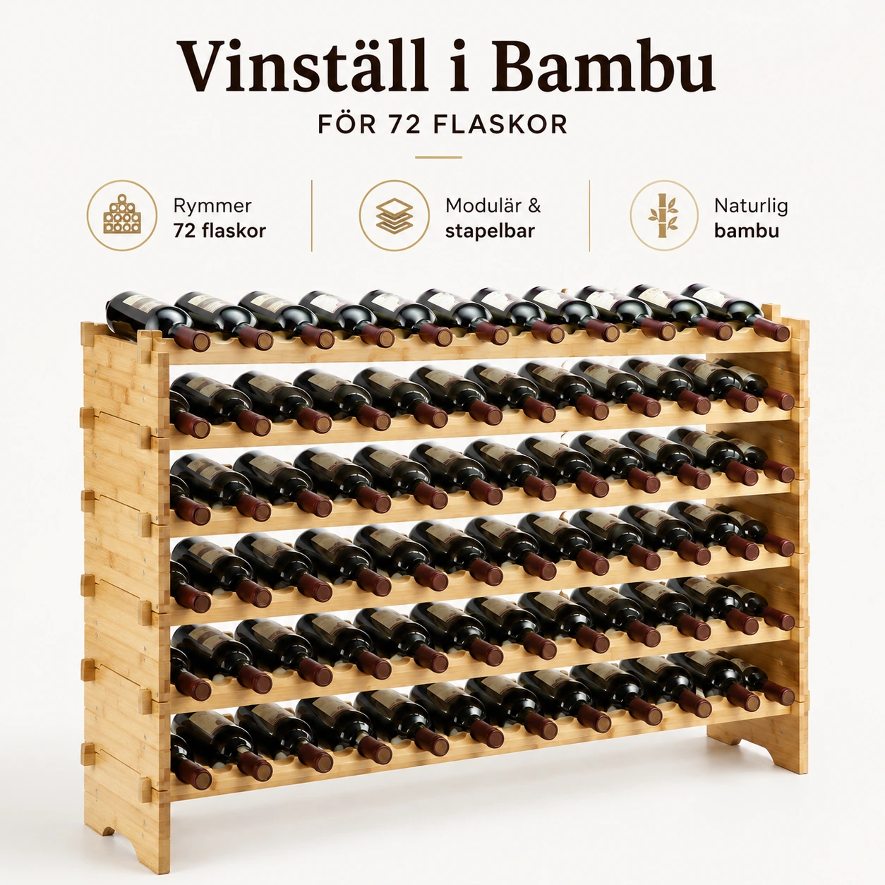 Vinställ i Bambu för 72 Flaskor