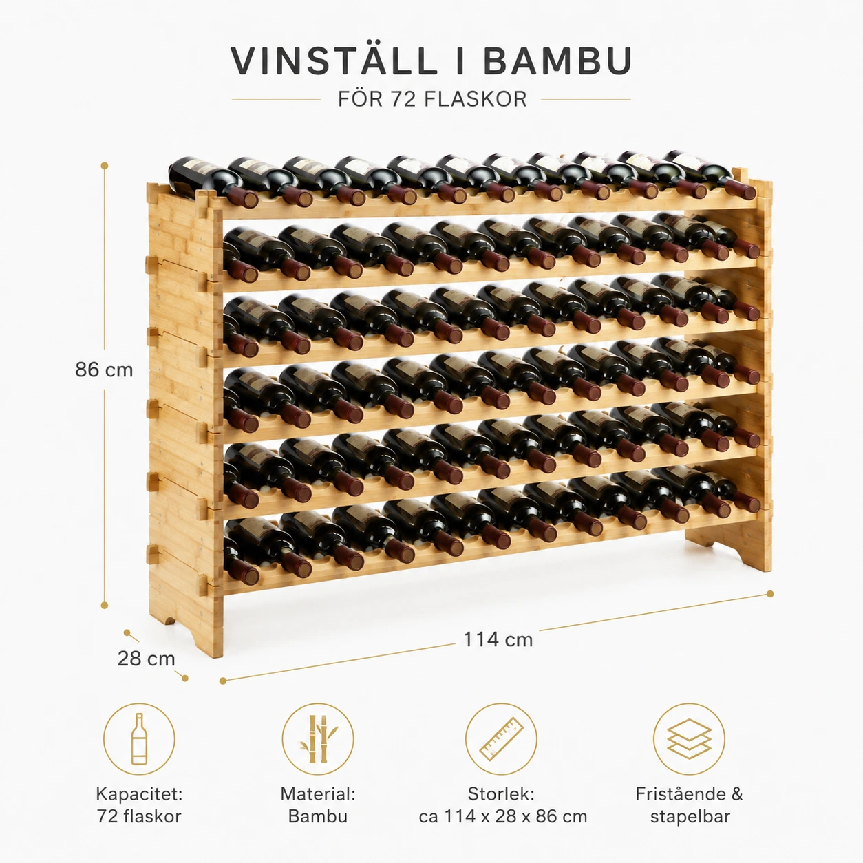 Vinställ i Bambu för 72 Flaskor