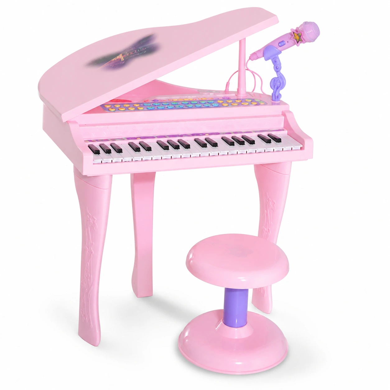 Barnpiano med mikrofon och pall, 37 tangenter