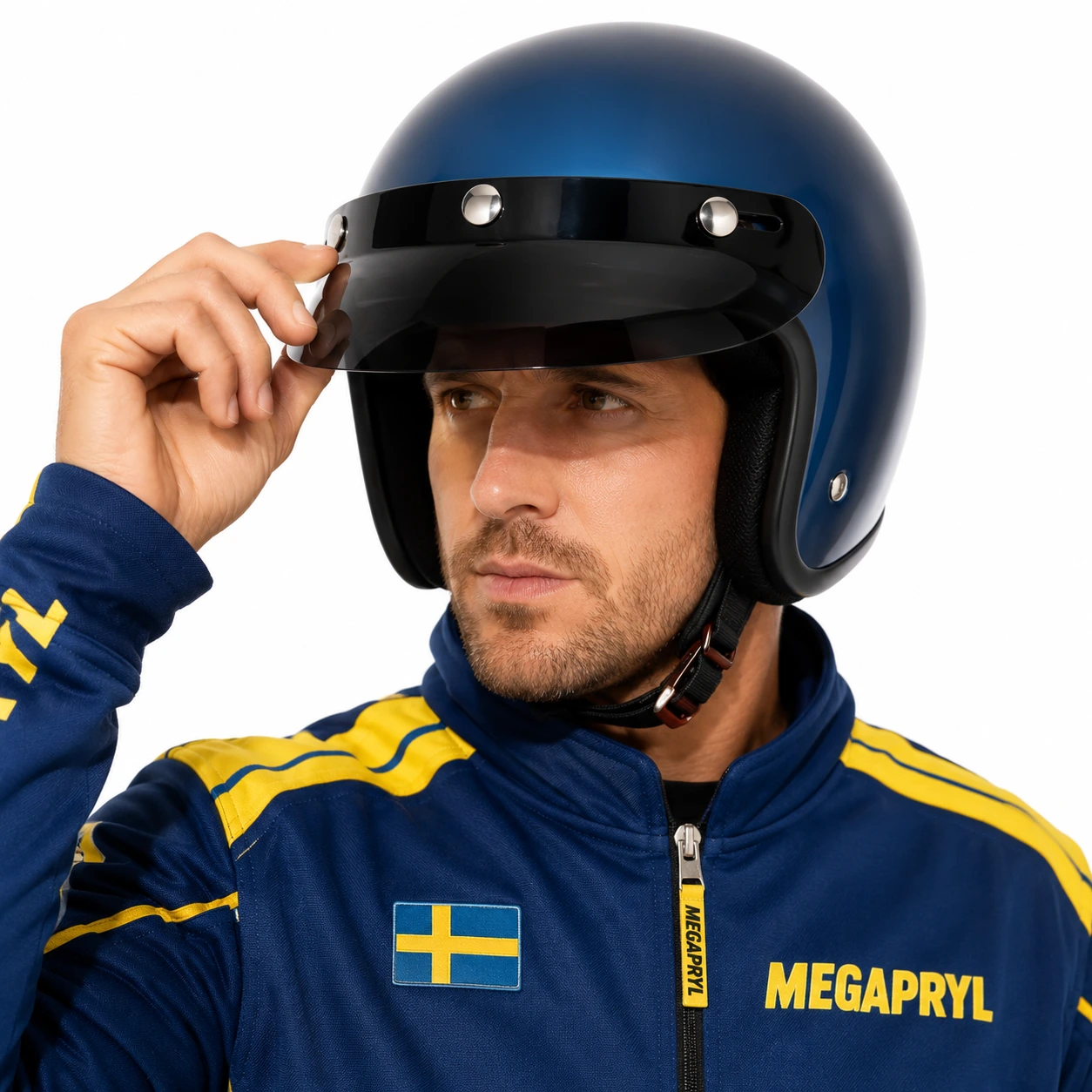 Mörkt Hjälmvisir med 3 Tryckknappar