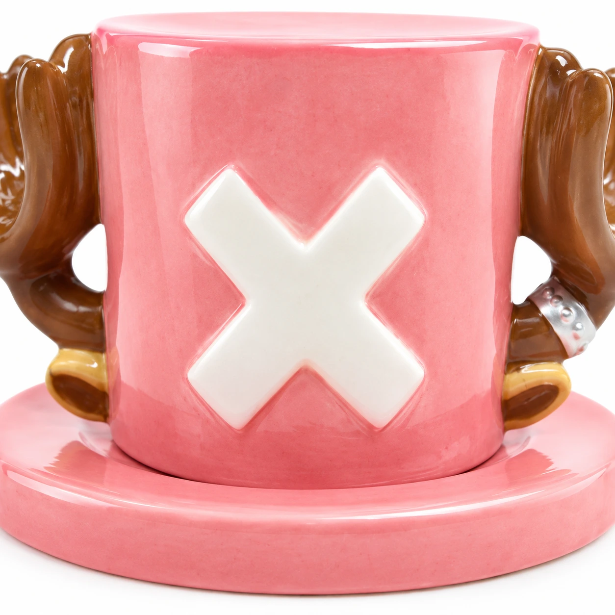 Rosa Mössa Keramikmugg med Horn och Fat