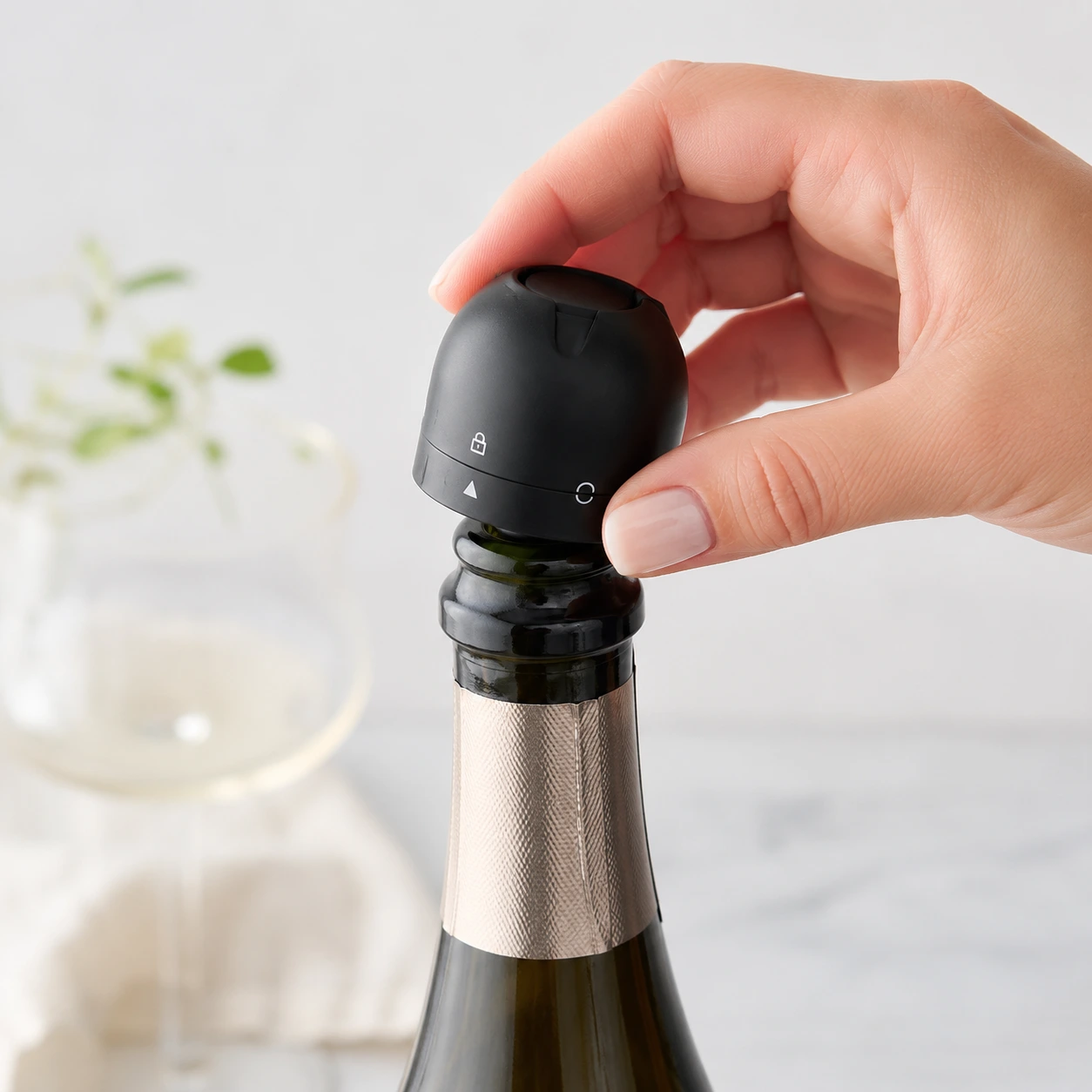 Vinpropp med Vridlock för Vin och Champagne