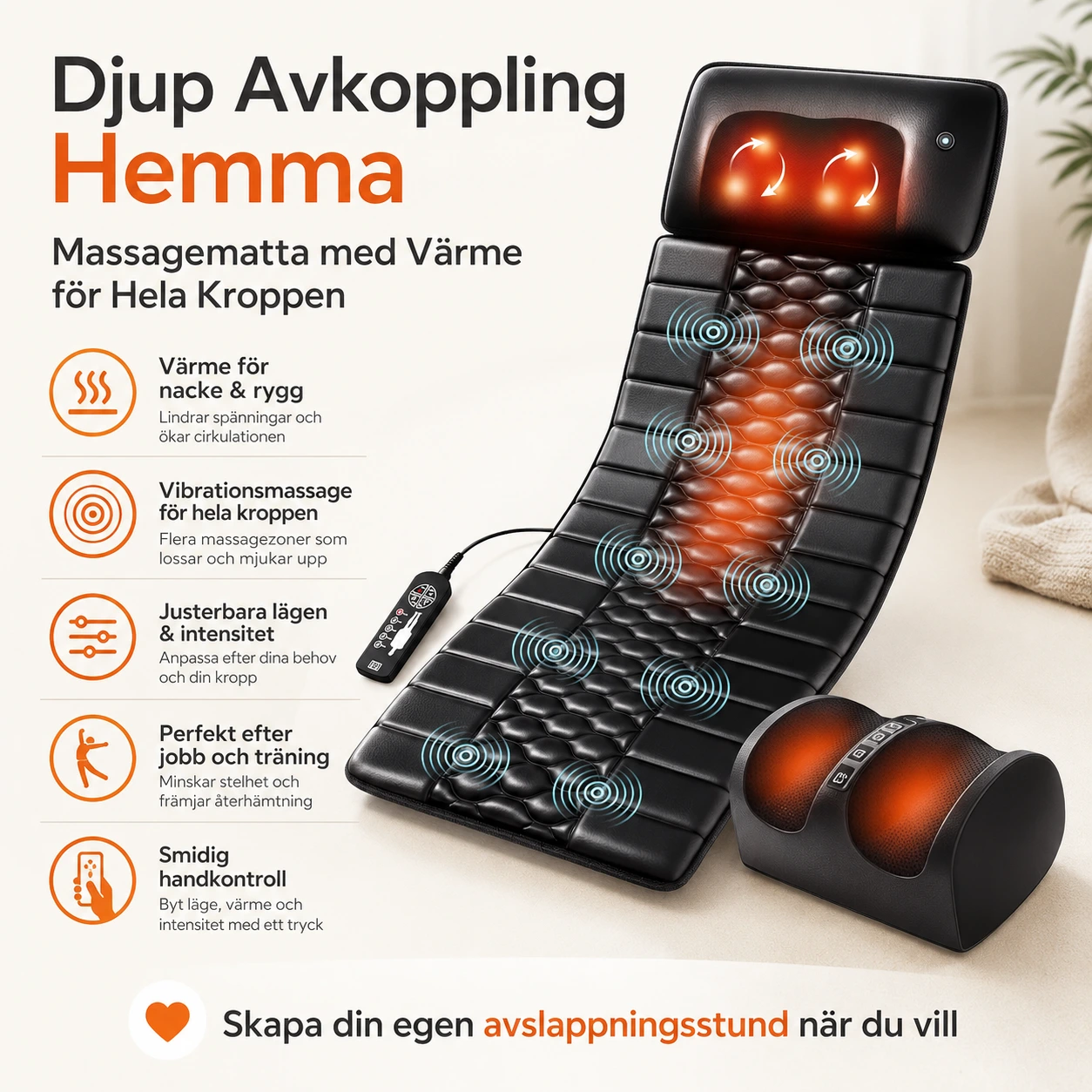 Massagematta med Värme för Hela Kroppen