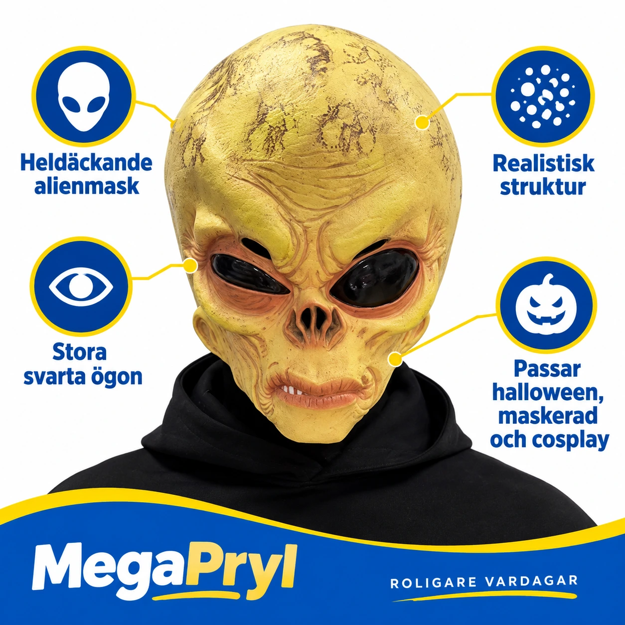 Alienmask för cosplay och halloween i latex