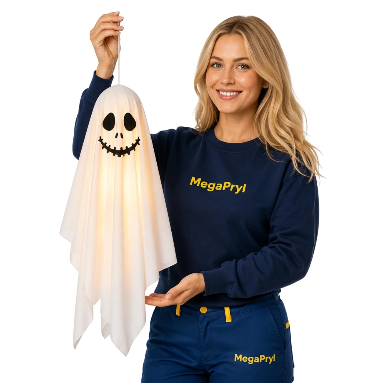 Hängande spöke med LED-ljus för halloween