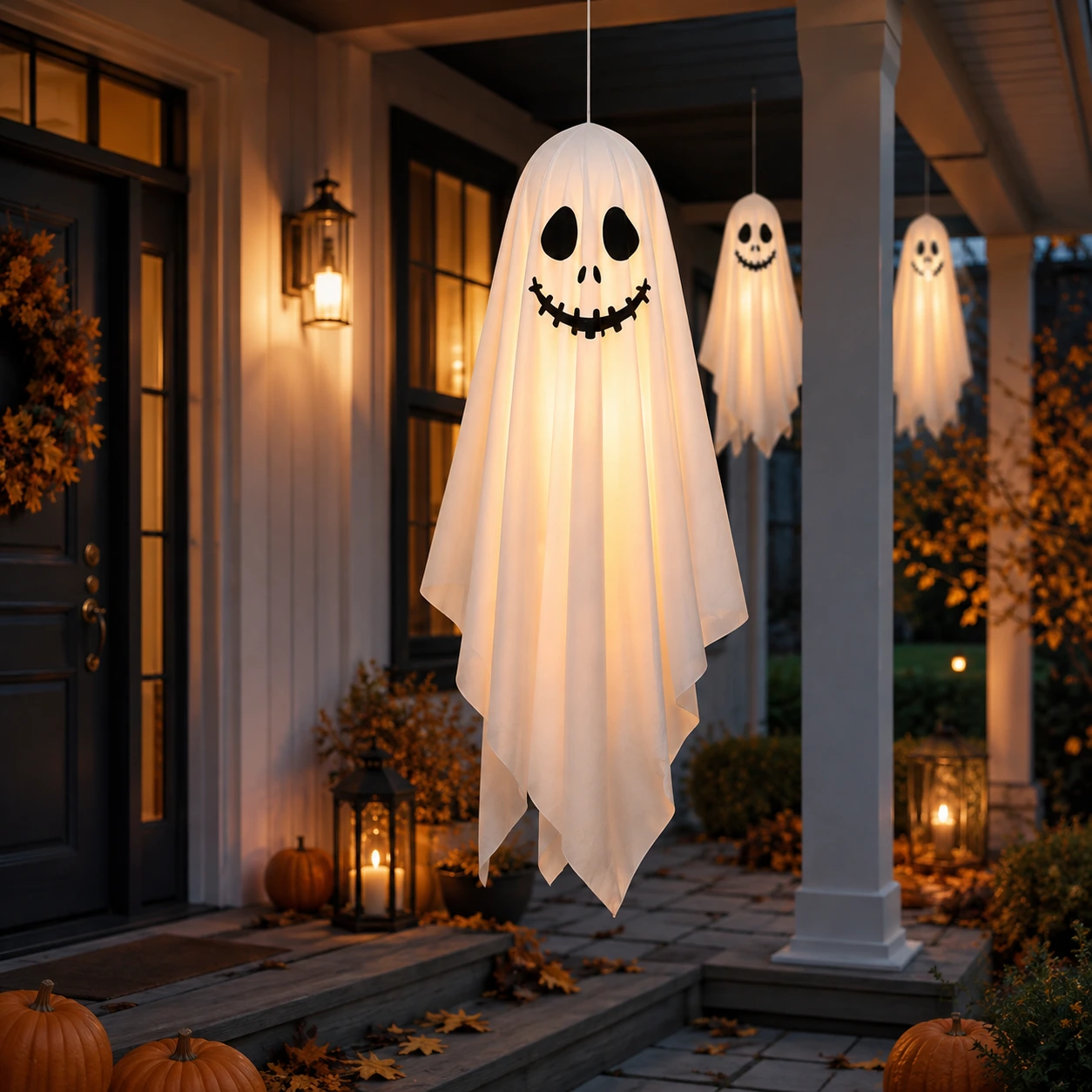 Hängande spöke med LED-ljus för halloween
