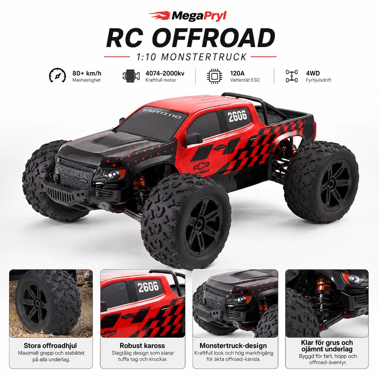 Radiostyrd offroad-bil i skala 1:10