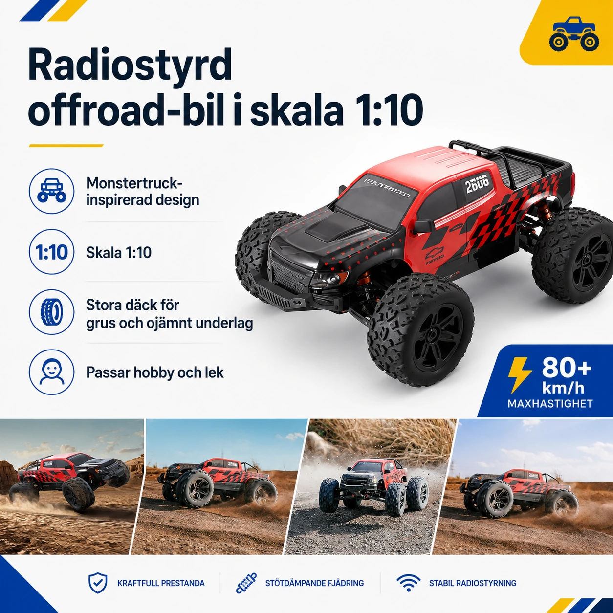 Radiostyrd offroad-bil i skala 1:10