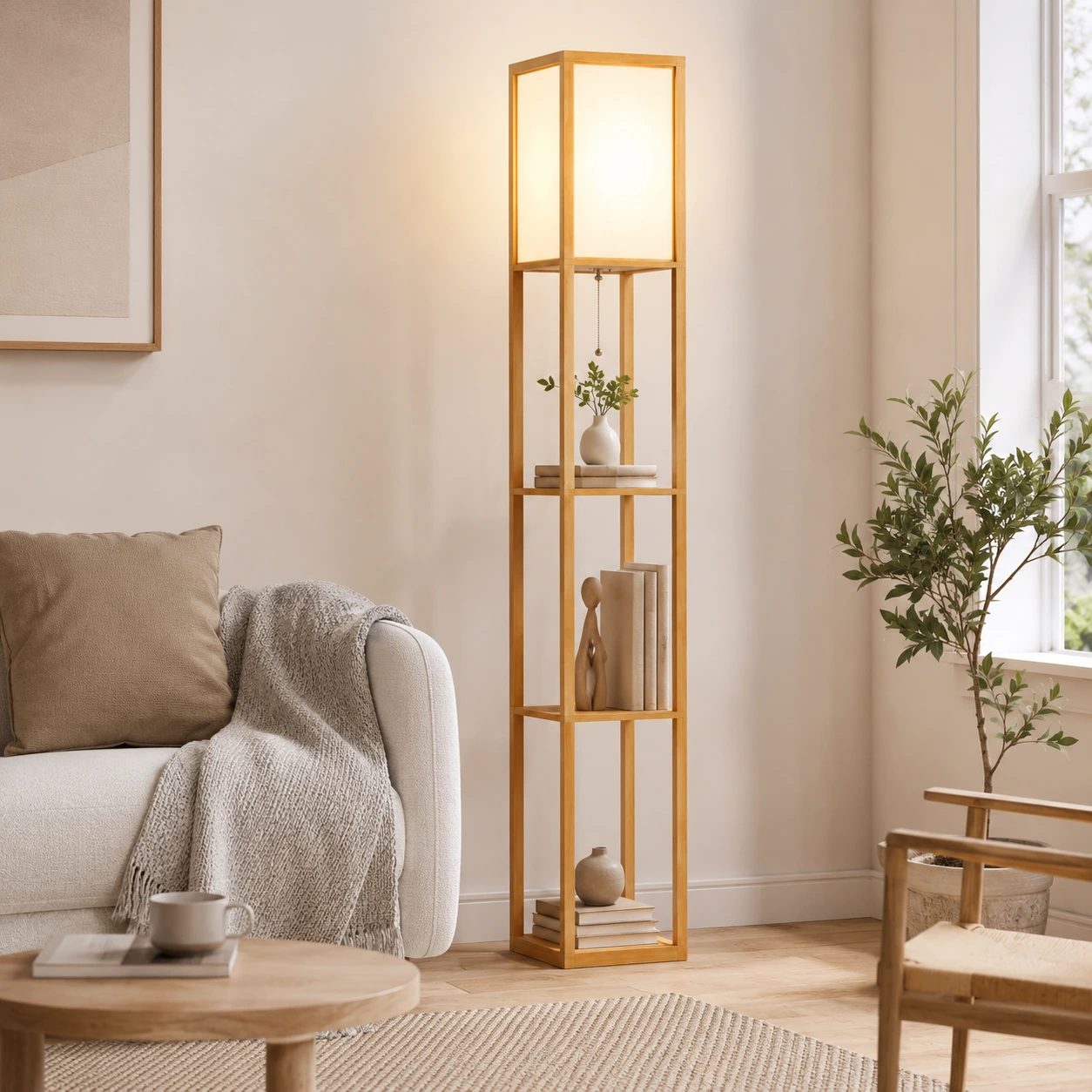 Golvlampa med hyllor och E27-sockel, 160 cm