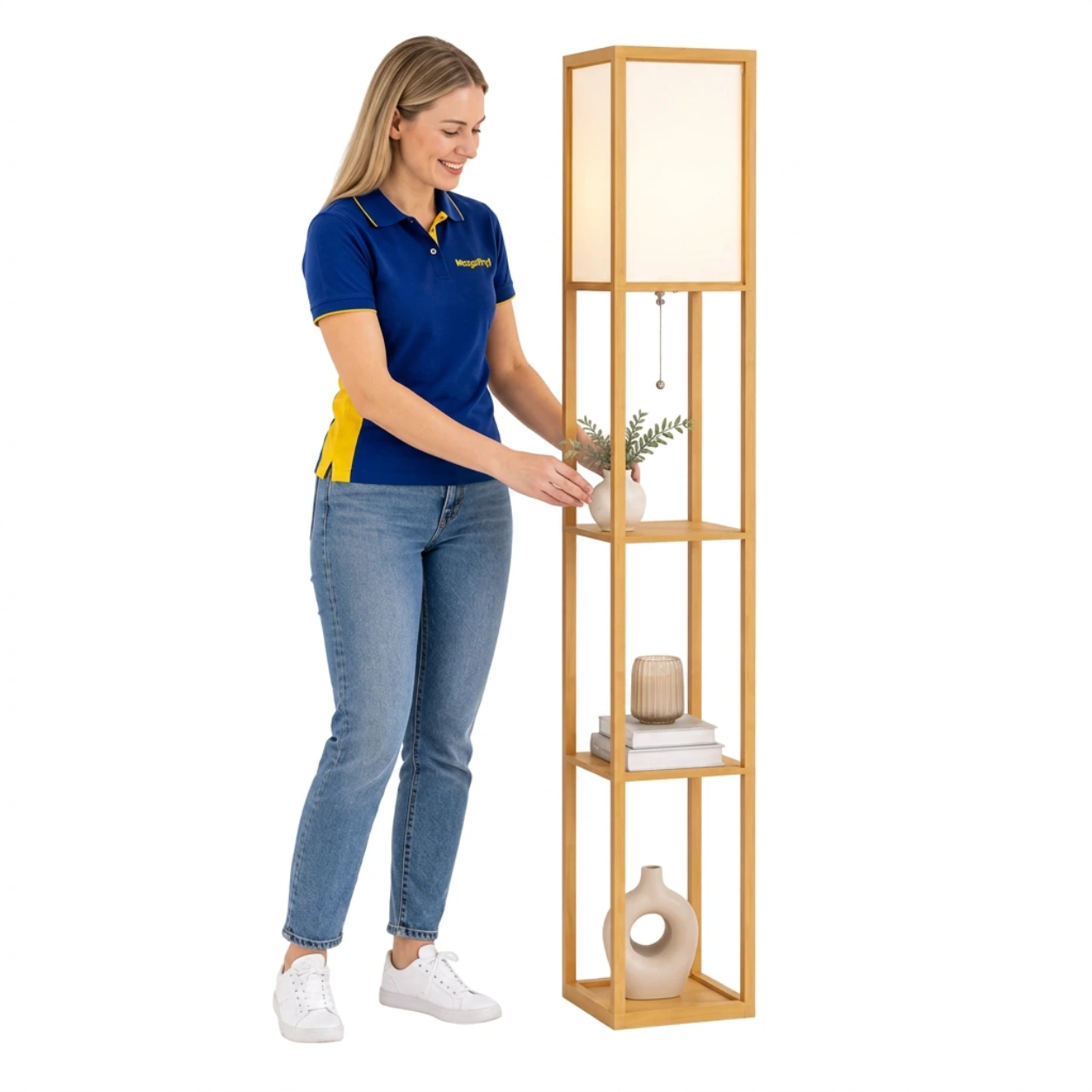 Golvlampa med hyllor och E27-sockel, 160 cm
