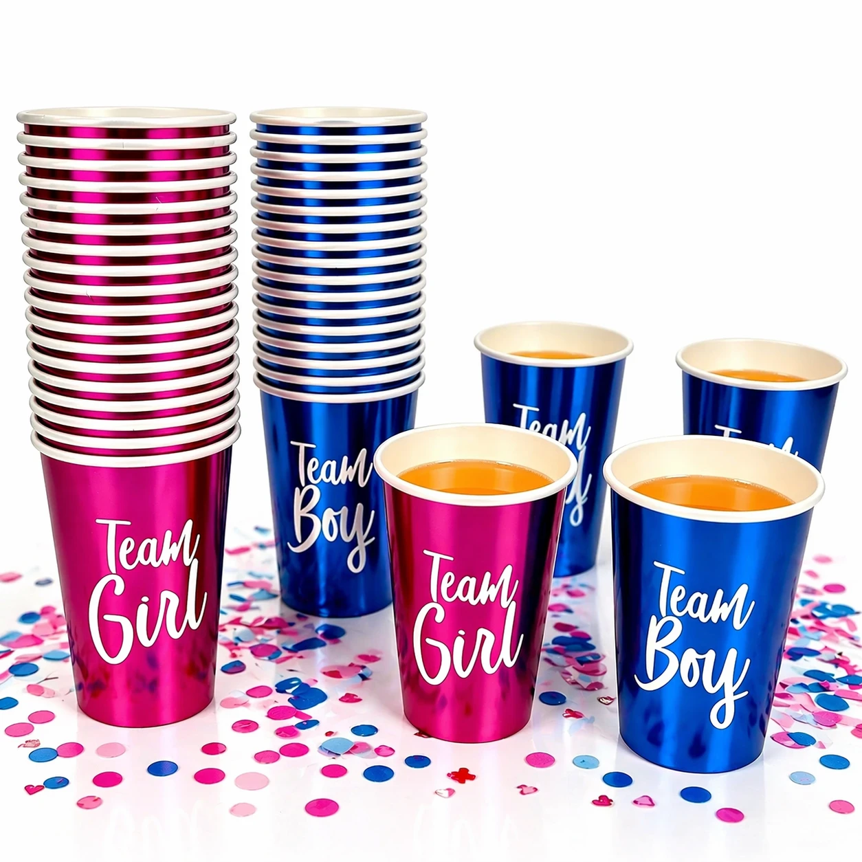 Gender Reveal Pappersmuggar 40-pack Team Boy & Team Girl