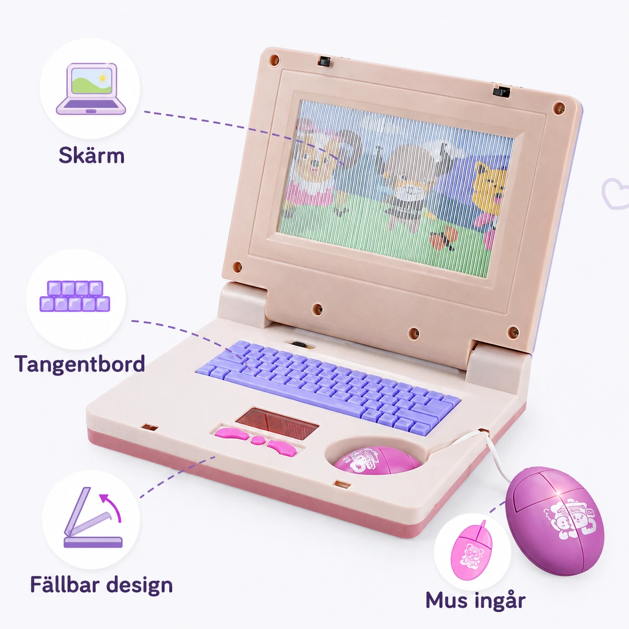 Leksakslaptop för Barn med Ljus, Musik och Mus