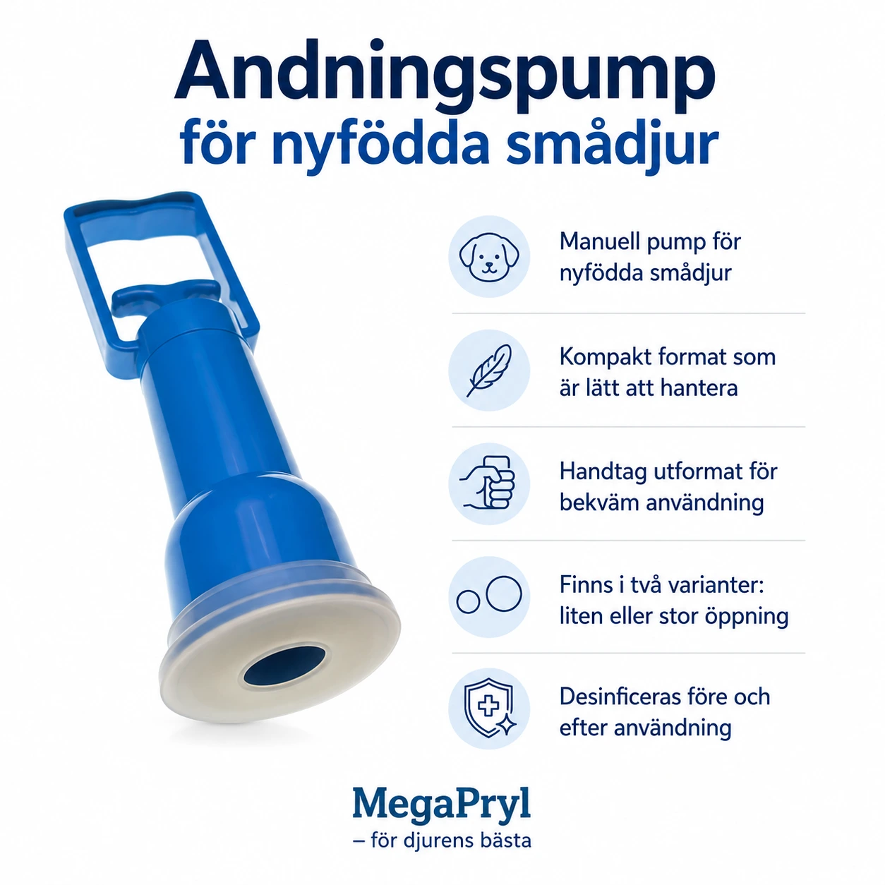Andningspump för nyfödda valpar och kattungar i PVC