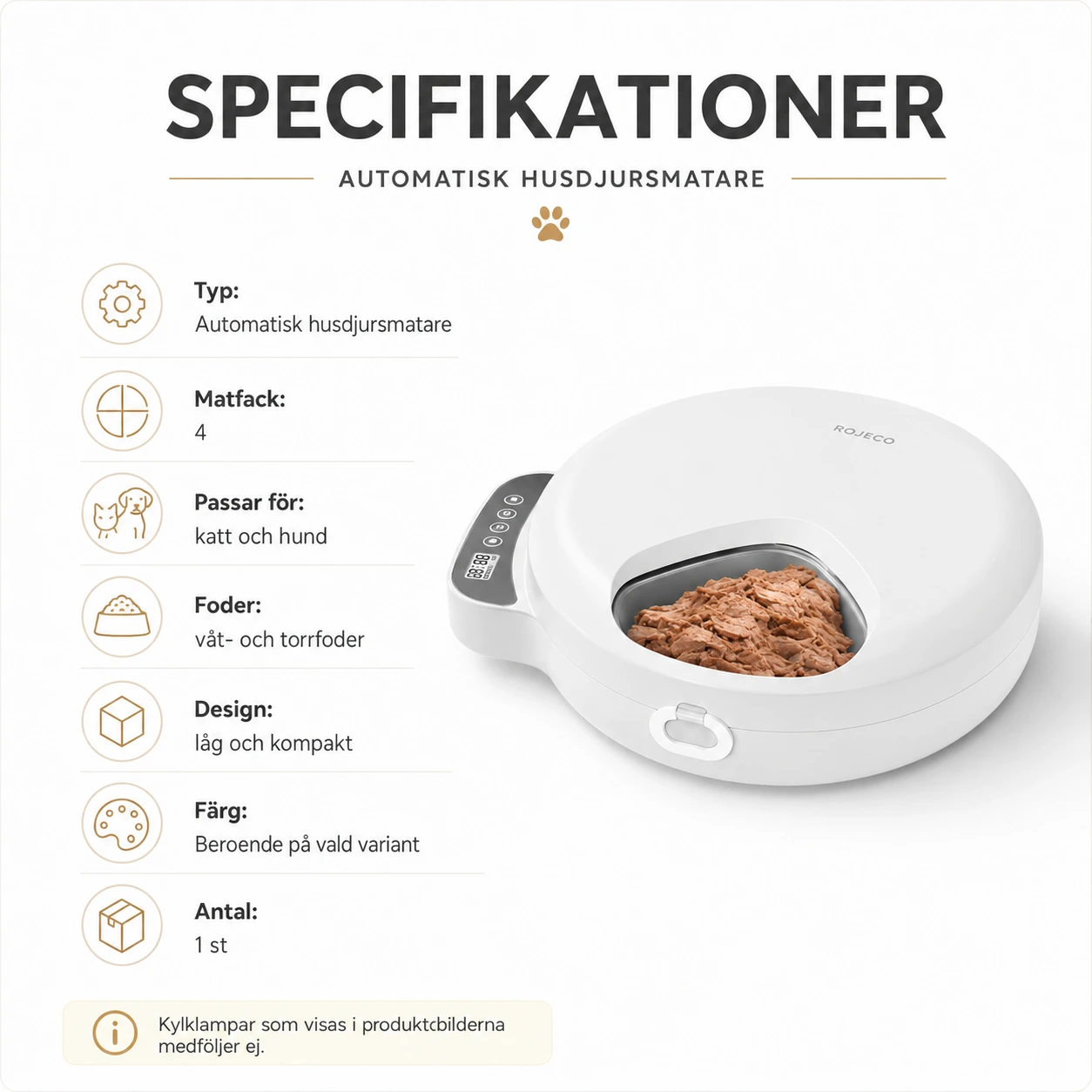 Automatisk 4-facks matare för katt och hund