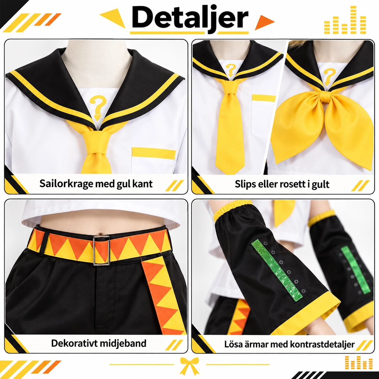 Anime Cosplaydräkt med Uniform, Slips och Tillbehör