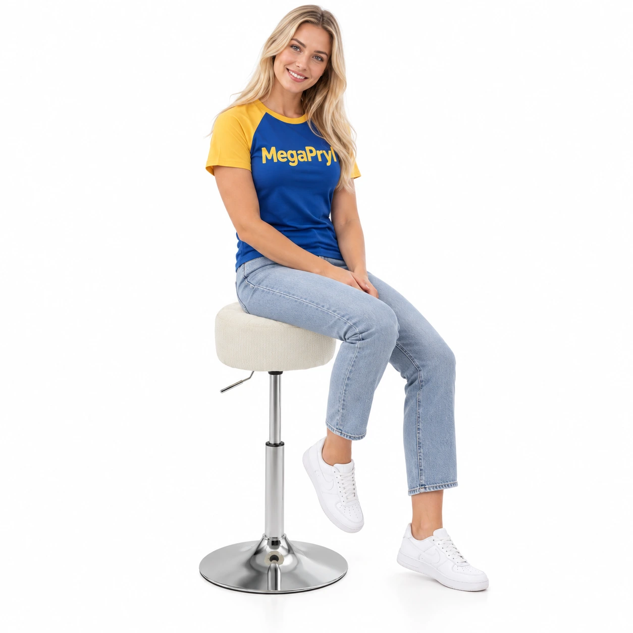 Justerbar barstol med rund sits och 360° rotation