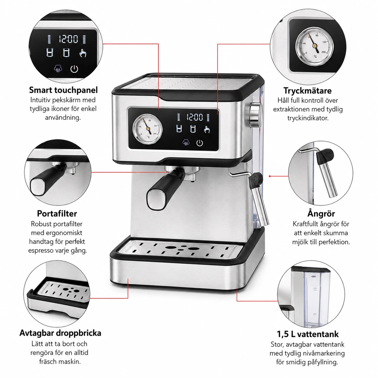 Espressomaskin 20 Bar med Smart Touch