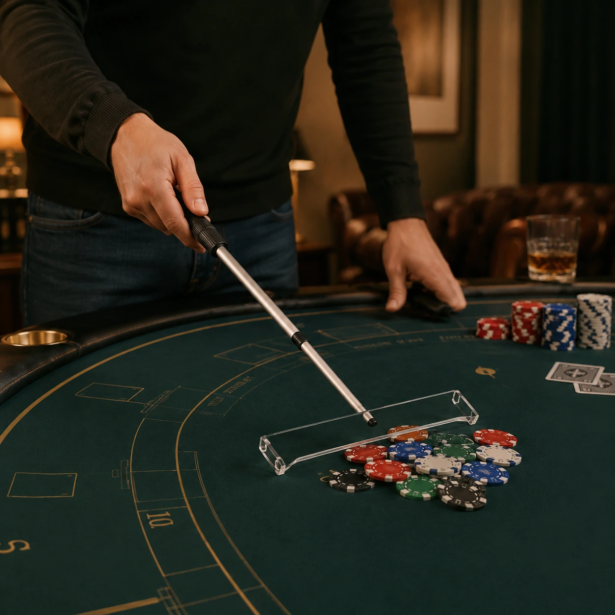 Pokerraka för marker med teleskopskaft