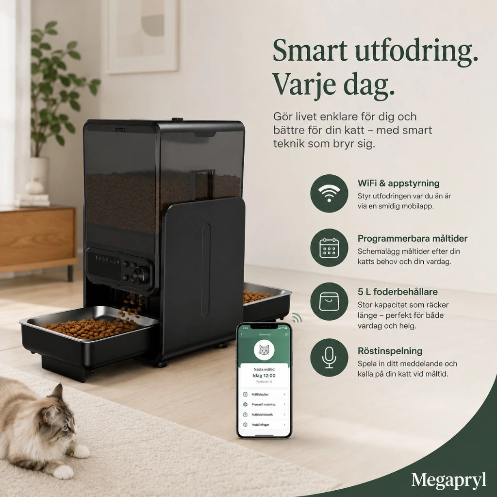 Automatisk Kattmatare med WiFi och Dubbla Skålar