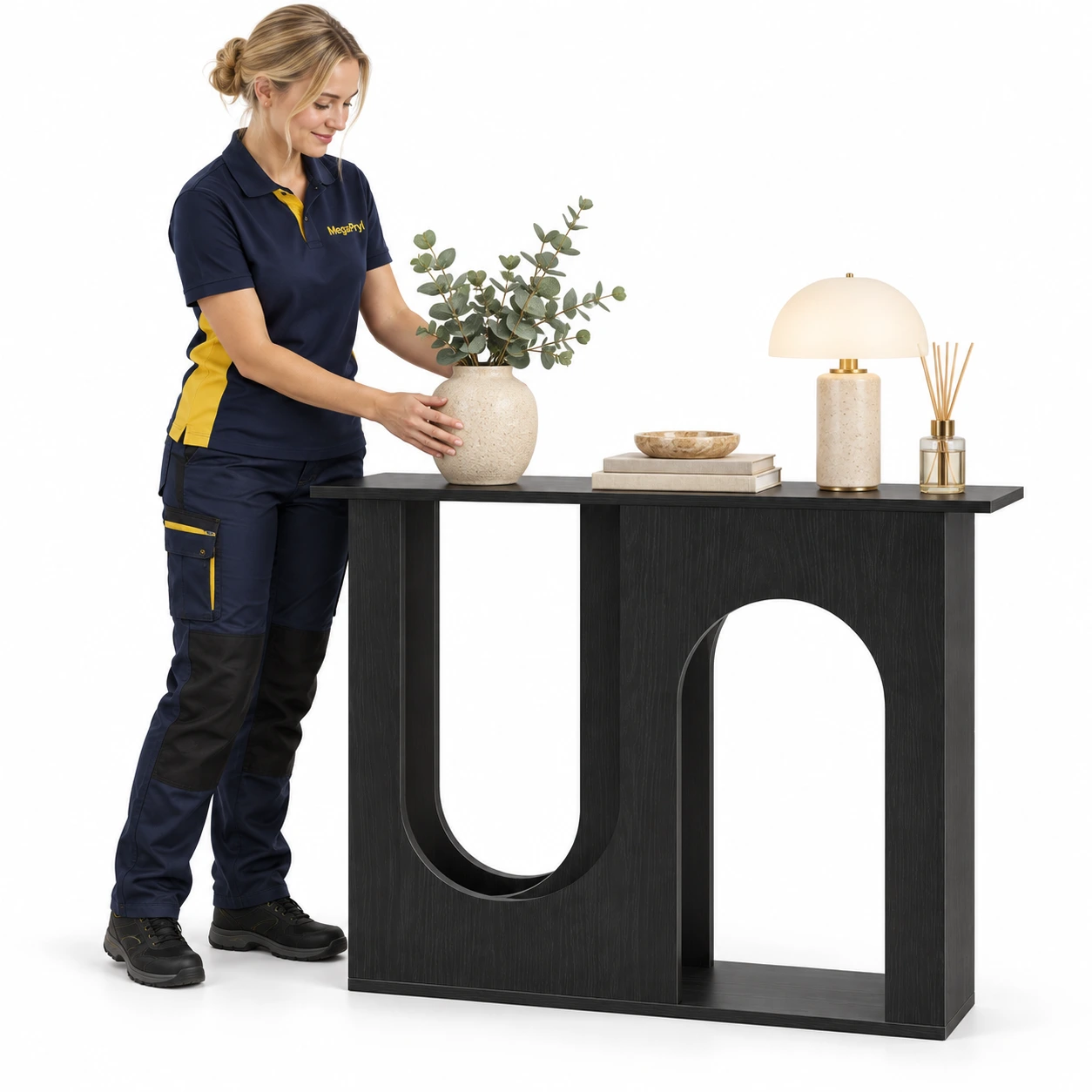Konsolbord för hall och vardagsrum med bågformad design
