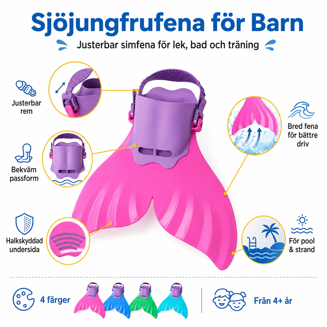 Sjöjungfrufena för Barn – Justerbar Simfena