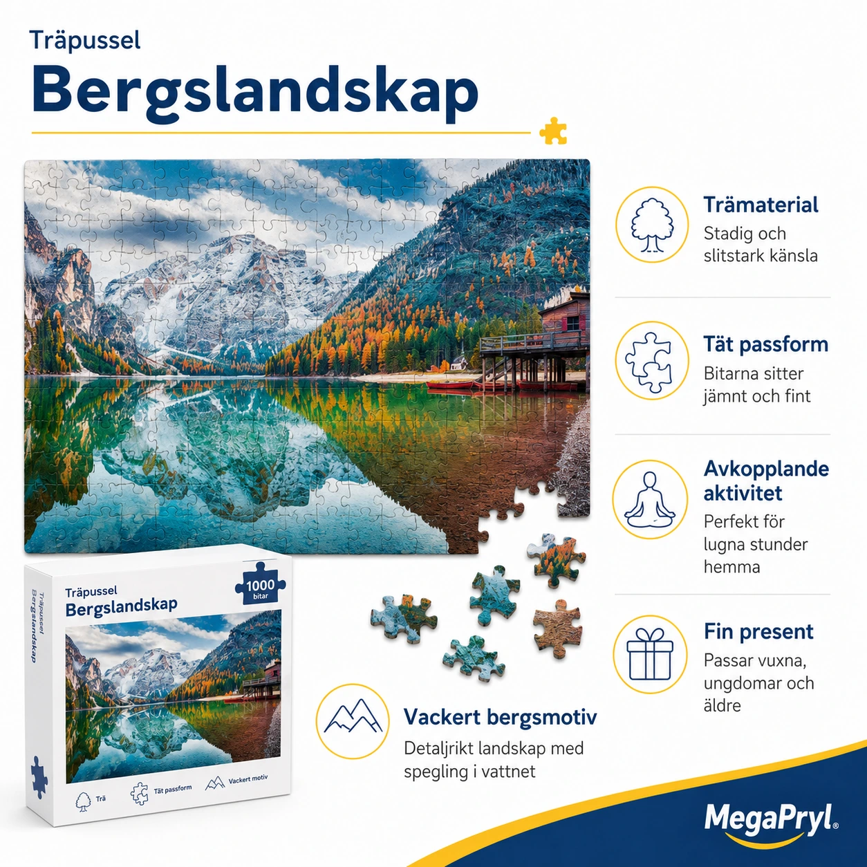 Träpussel Bergslandskap i Flera Storlekar