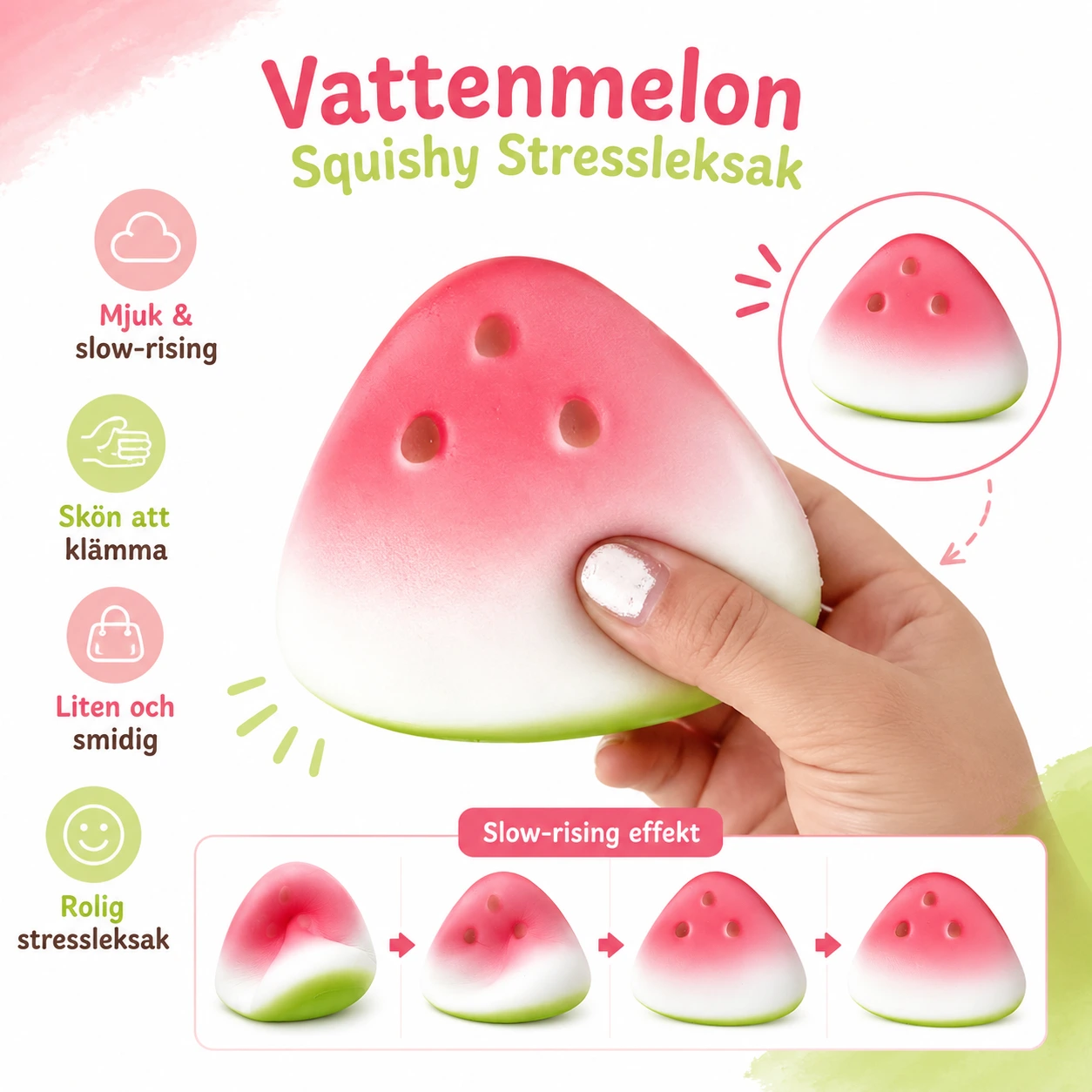 Vattenmelon Squishy – Mjuk Klämleksak mot Stress