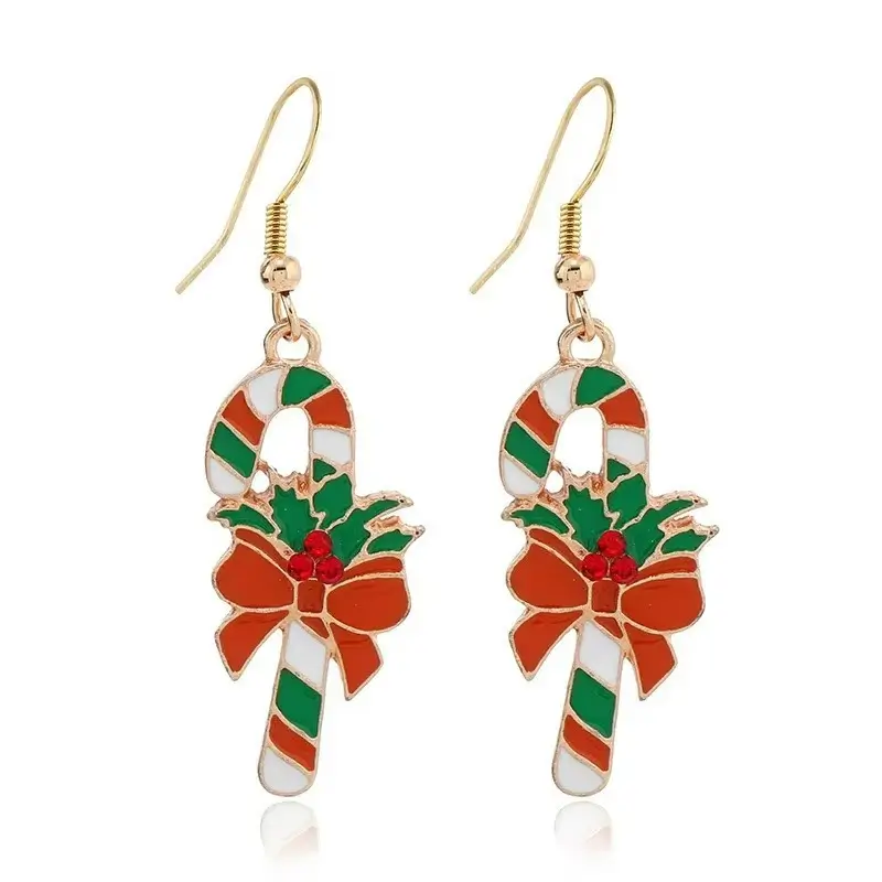 Julörhängen Polkagris med Röd Rosett och Mistelblad 2