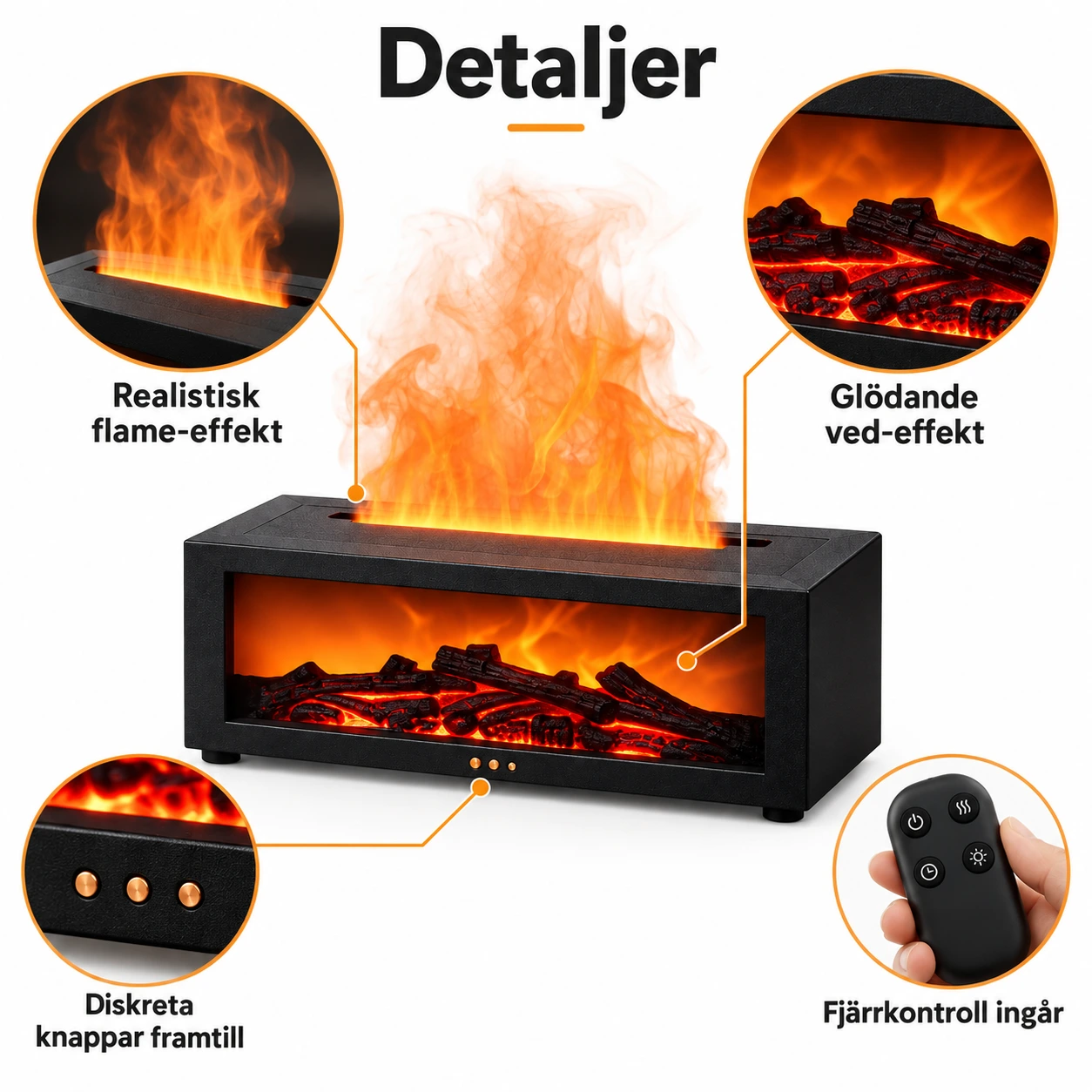 Aromadiffuser med flame-effekt och fjärrkontroll