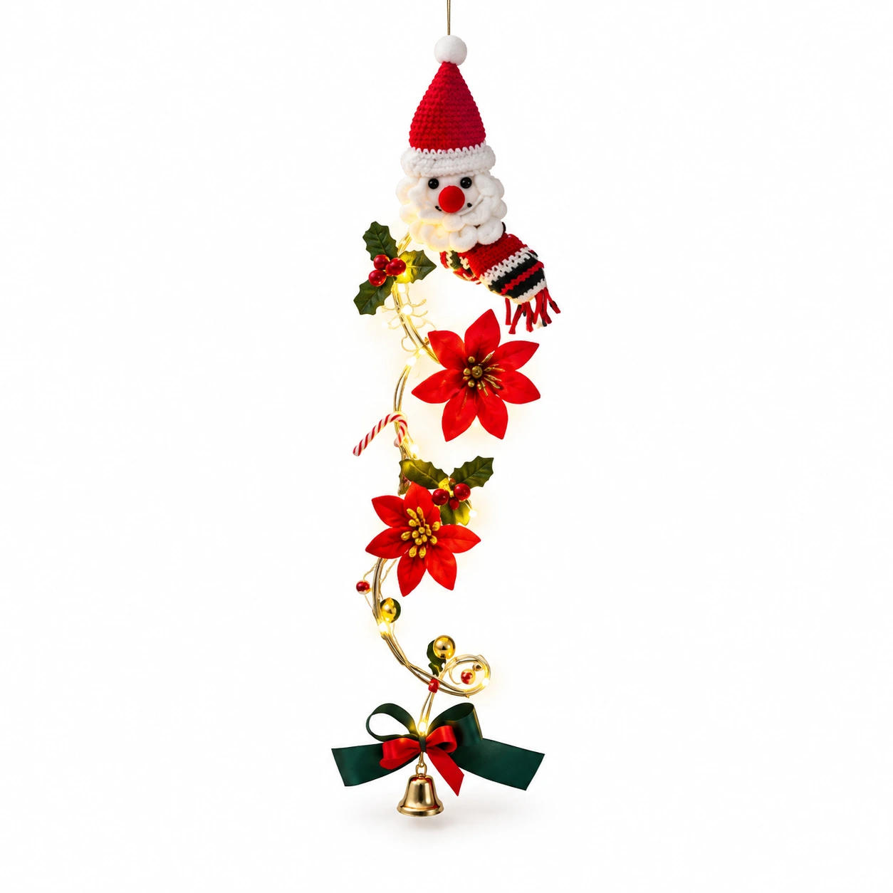 Valaistu joulukoriste seinälle tai ovelle, 50 cm