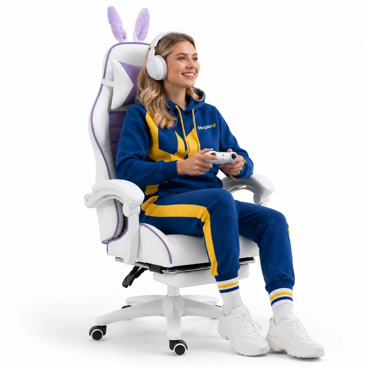 Gamingstol med Kaninöron och Fotstöd
