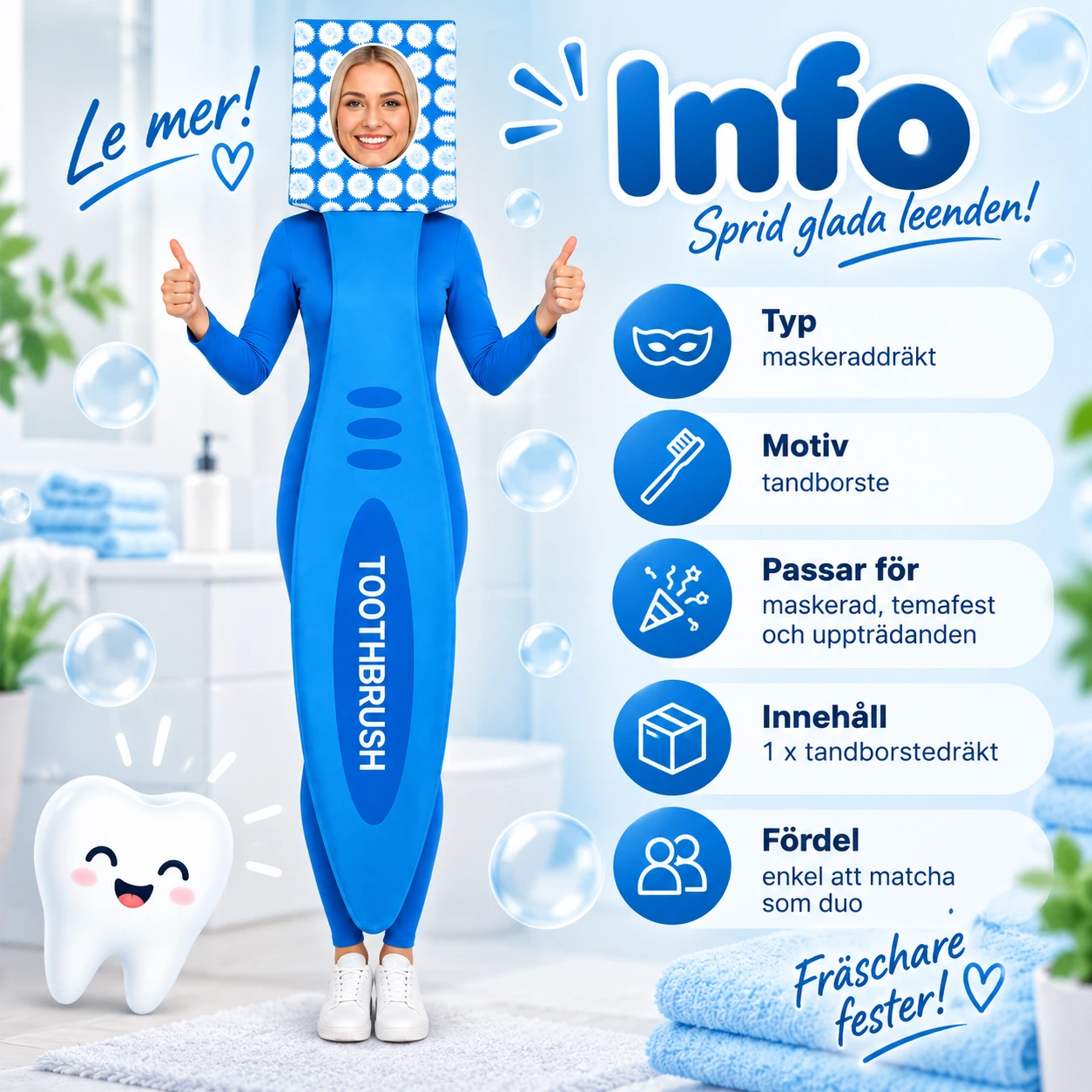 Tandborste Rolig Maskeraddräkt för Vuxna